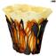 Amber and Black Lava - Napkins Vase - Original Murano Glass